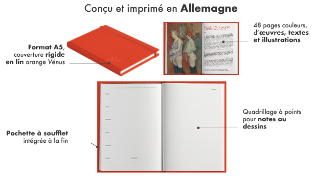 Congu et imprime en Allemagne pogus coulours, hexhe Format couyerture Iin Quedrillage point pour notes Pochethe
