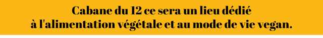 Cabane du 12 ce sera un lieu de vie dédié à l'alimentation végétale et au mode de vie vegan.