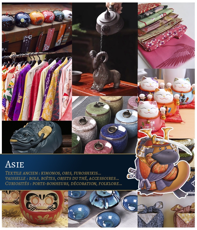 TExTILE ANCIEN: KIMONOS, OBIS, FUROSHIKIS VAISSELLE BOLS, BOITES, OBJETS DUTHE ACCESSOIRES.. CURIOSITES PORTE-BONHEURS DECORATION, FOLKLORE...