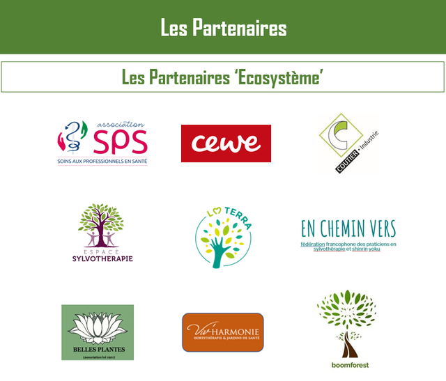 Les Partenaires Les Partenaires Ecosysteme sps association cewre SOINS AUX PROFESSIONNELS EN SANTE EN CHEMIN VERS federation francophone des praticiens en E SPACE S P A E Syvotherapie et shiorin you SYLVOTHERAPIE WHARMONIE BELLES PLANTES boomforest