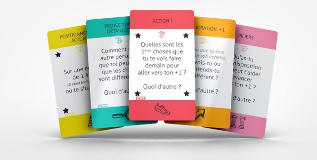 ACTION PROJECTIOT POSITIONNEI DETAILLEE IORATION +1 ACTUEL B PILIERS Quelles sont les Comment 1eres choses que D autre perse tu te vois faire vois-tu ur que ton echelle, tu OU aies u'as-tu que toi peu Sur une e demain pour que les ch aller vers ton +1? ntends-tu disposition de de 1a 1 a ifferent ? Deut t'aider sont differe avancer 10 etant tonfu te situ te situ Quoi d'autre ? ton +1? Quoi d'au d'autre ? BY EVOLUD d'autre ? DESIGNED BY EVOLUD EVOLUD